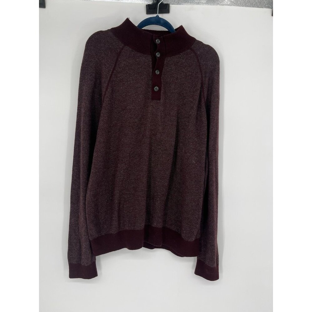 Vince Wool‎ Blend High Neck Ribbed Mock Turtleneck Birdseye Sweater XL Red